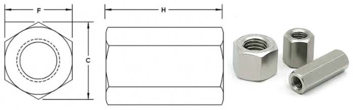 ASTM A276 UNS S41000六角连接螺母尺寸