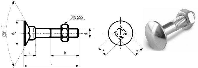 DIN 605-平沉头方颈螺栓尺寸