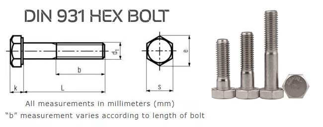 DIN 931六角螺栓尺寸