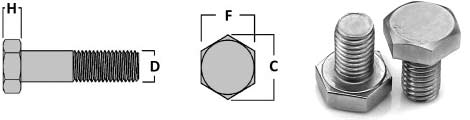 Hastelloy重六角螺栓尺寸