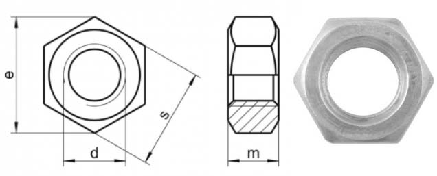 ASTM A193等级B8m Cl2六角螺母尺寸米制