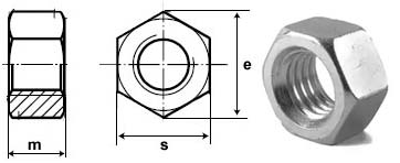 ASTM A320等级B8级2级六角螺母尺寸