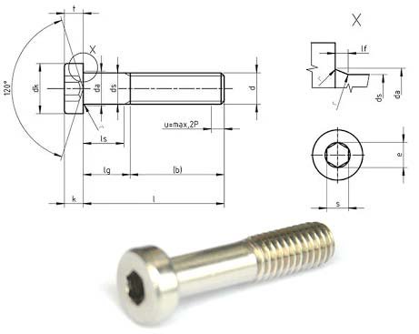 DIN 933 ISO 4017自攻螺杆尺寸为mm